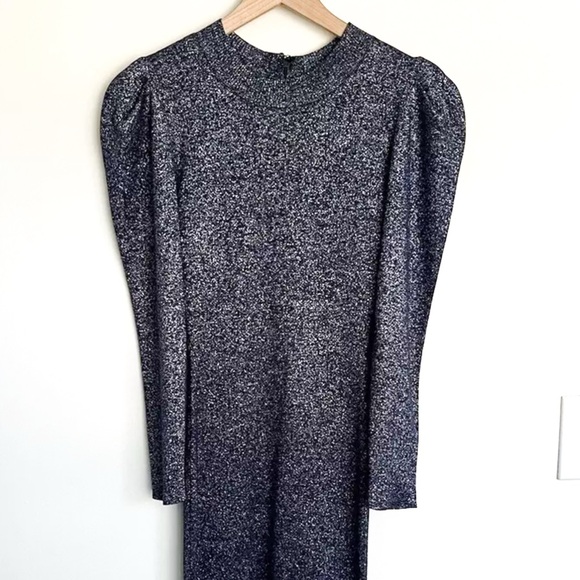 SACHIN & BABI Metallic Blue Long Sleeve Knee Length Occassion Dress Womens Small - Picture 5 of 12